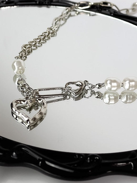 Open Heart Pearl Necklace SP0063