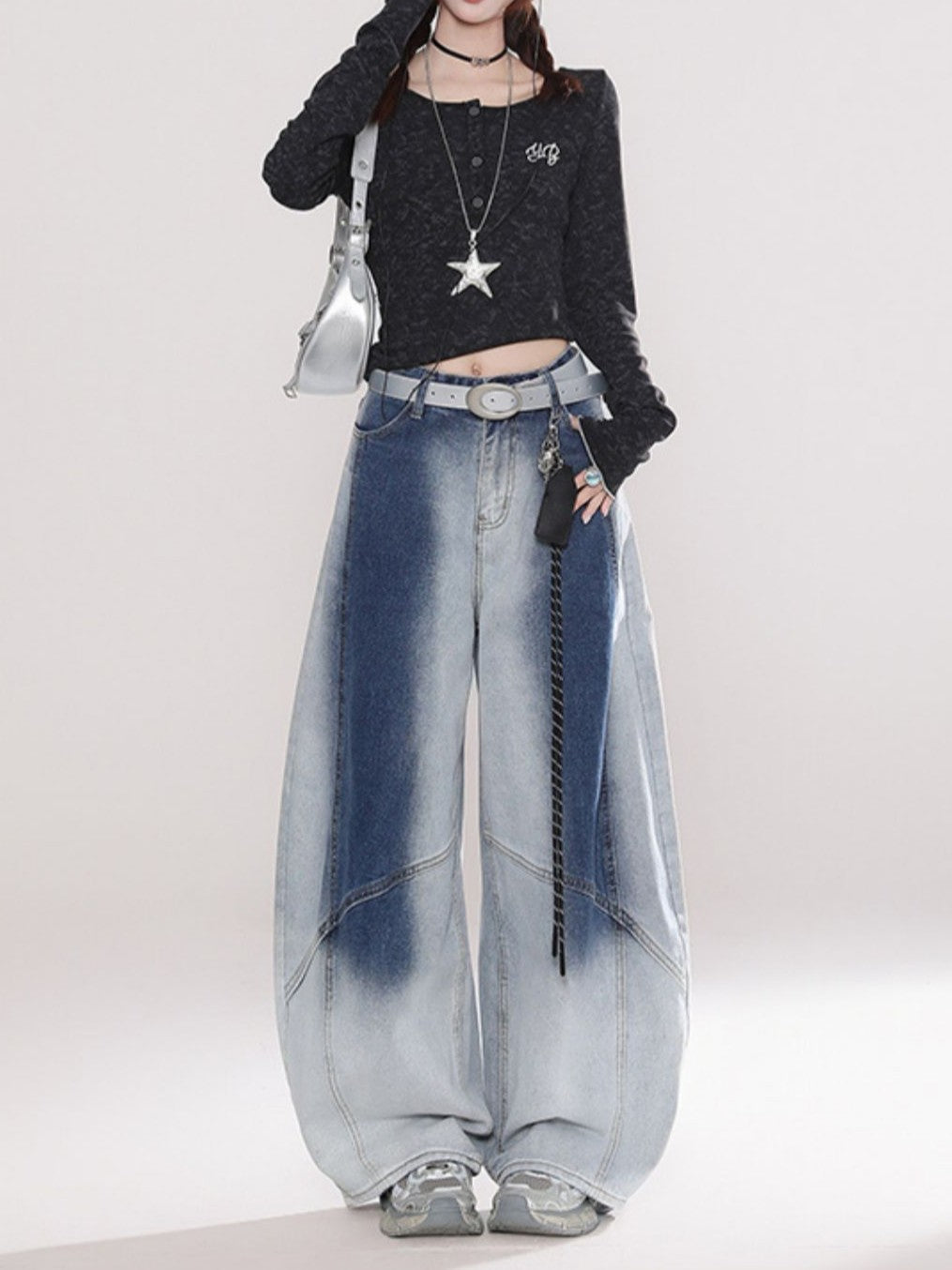 Tie-dye frill neck long shirt TK0301