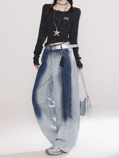 Tie-dye frill neck long shirt TK0301