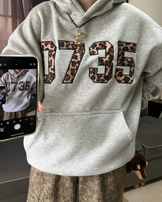 ヒョウ柄 フーディー スウェットシャツ TK0137