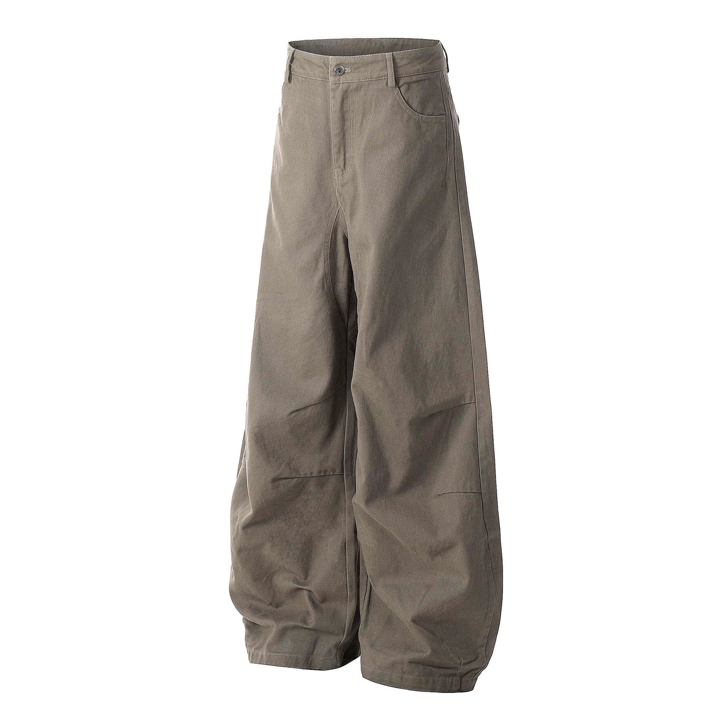 Brown Curved Design Wide Pants TK0214