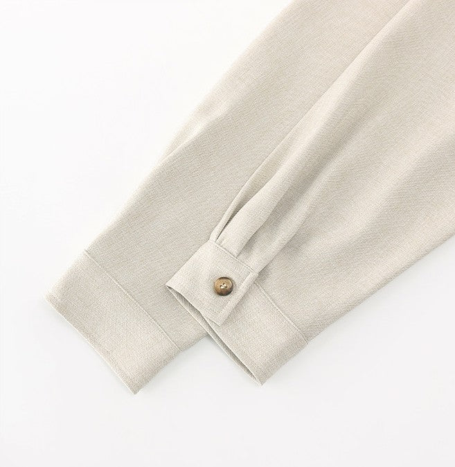 ノーカラーボタンシャツ 長袖トップス ME0039