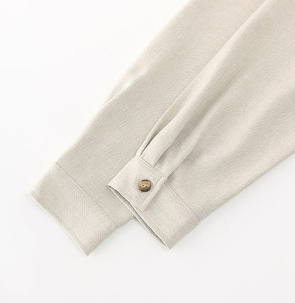 ノーカラーボタンシャツ 長袖トップス ME0039