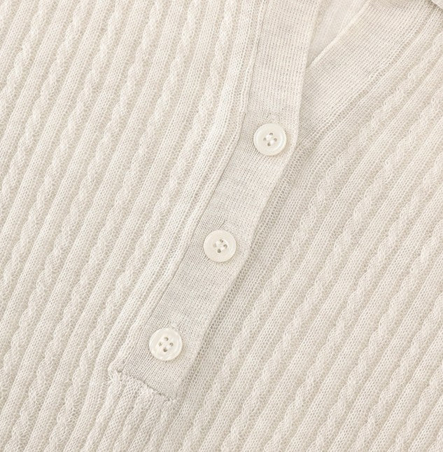 Poloカラー×縦リブの上品な長袖ニット ME0008