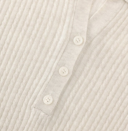 Poloカラー×縦リブの上品な長袖ニット ME0008