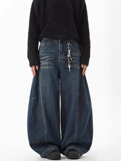 Barrel Leg Curved Denim Pants TK0336