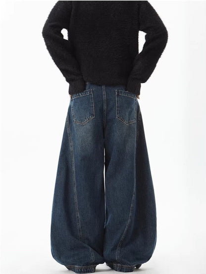 Barrel Leg Curved Denim Pants TK0336