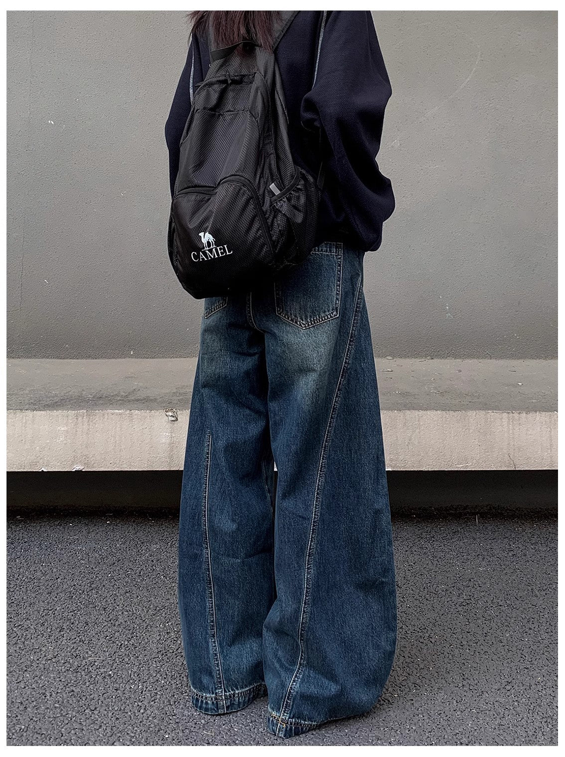 Barrel Leg Curved Denim Pants TK0336