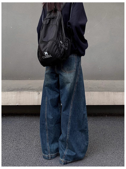 Barrel Leg Curved Denim Pants TK0336