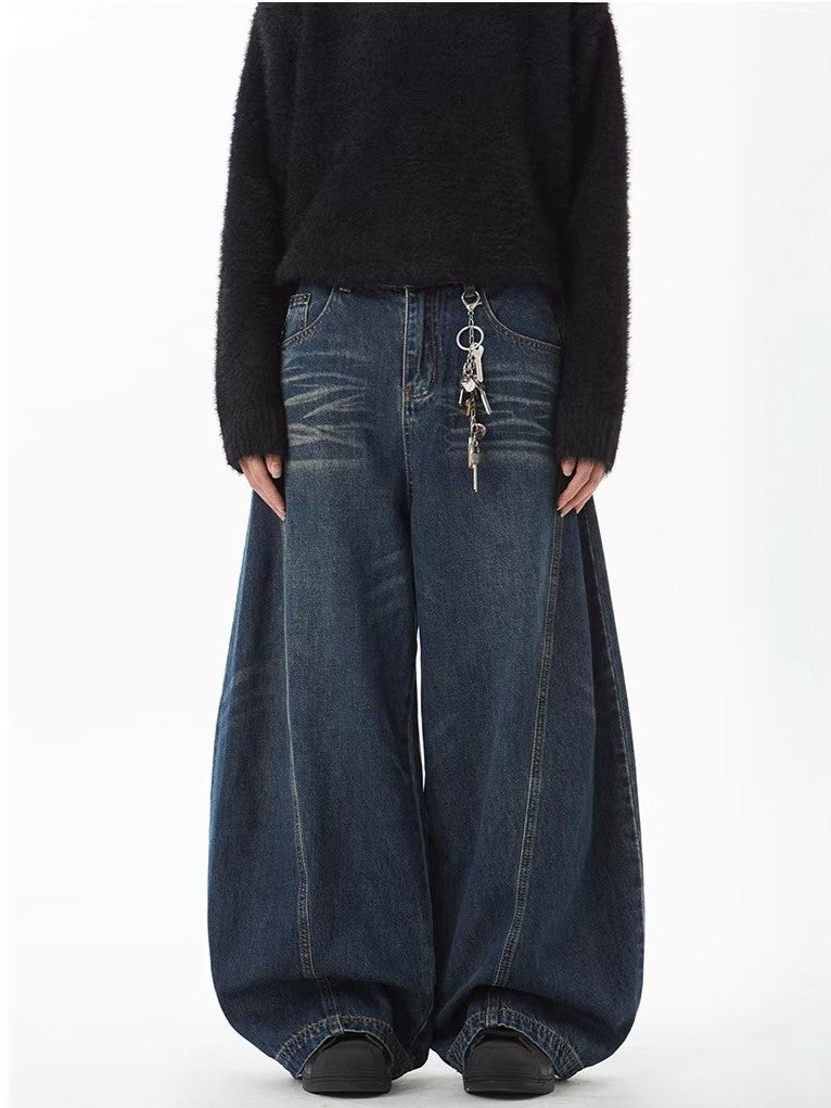 Barrel Leg Curved Denim Pants TK0336