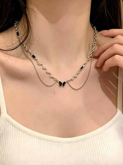 Black Butterfly Tassel Necklace SP0062