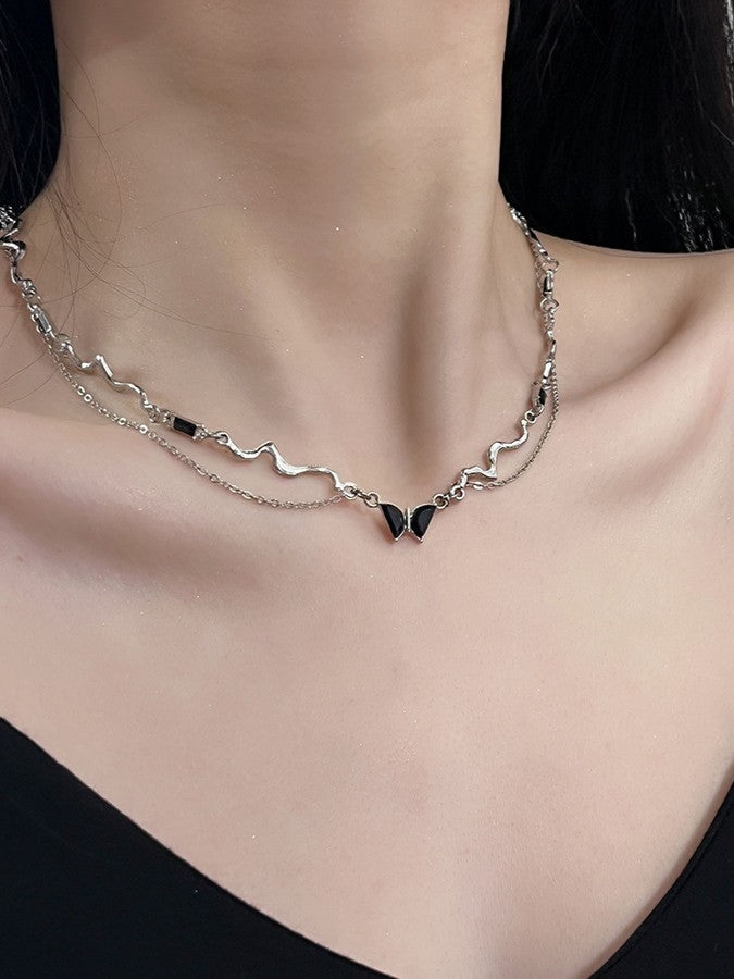 Black Butterfly Tassel Necklace SP0062