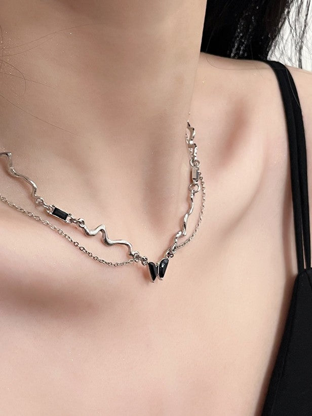 Black Butterfly Tassel Necklace SP0062
