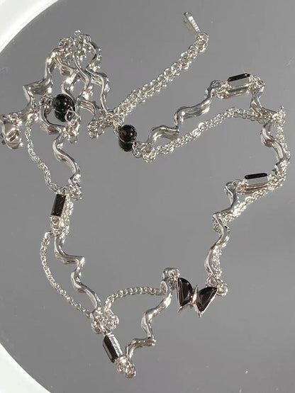 Black Butterfly Tassel Necklace SP0062