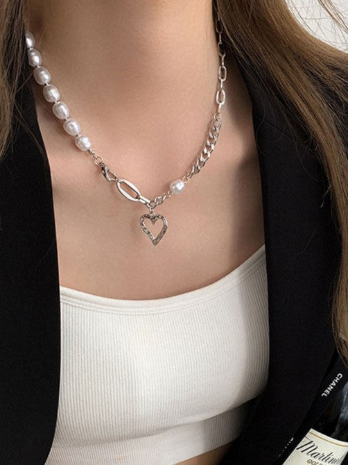 Open Heart Pearl Necklace SP0063