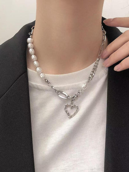 Open Heart Pearl Necklace SP0063