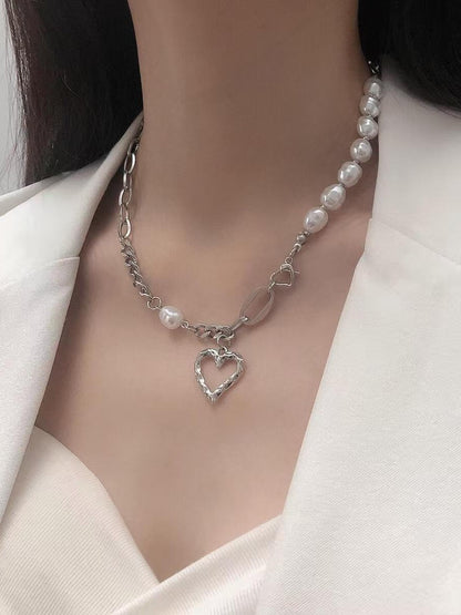 Open Heart Pearl Necklace SP0063