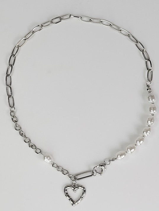 Open Heart Pearl Necklace SP0063