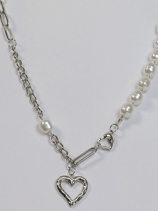 Open Heart Pearl Necklace SP0063