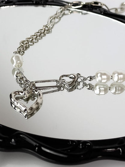 Open Heart Pearl Necklace SP0063