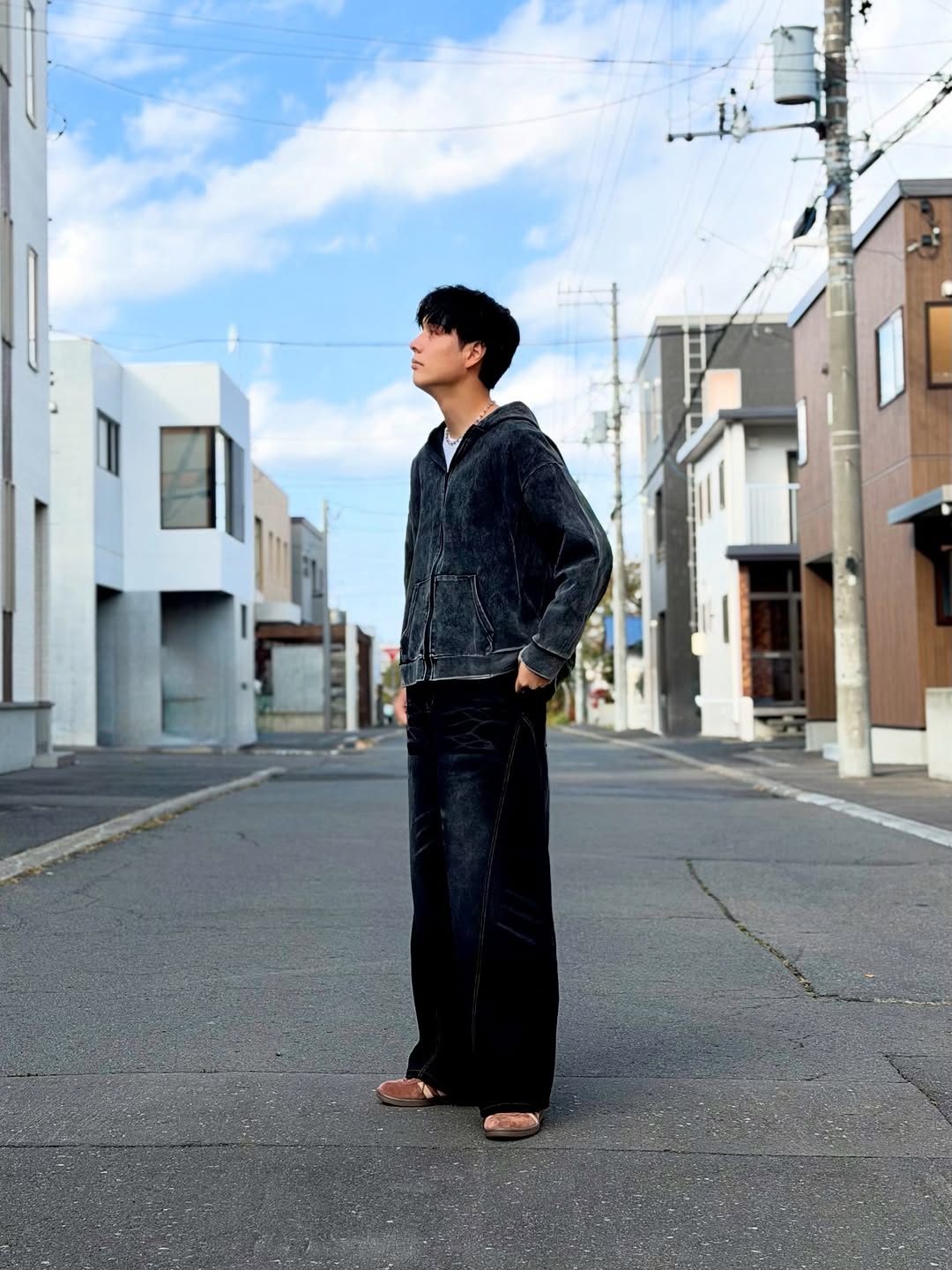 Barrel Leg Curved Denim Pants TK0336
