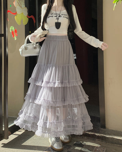 Ballet-style tulle puff skirt TK0192