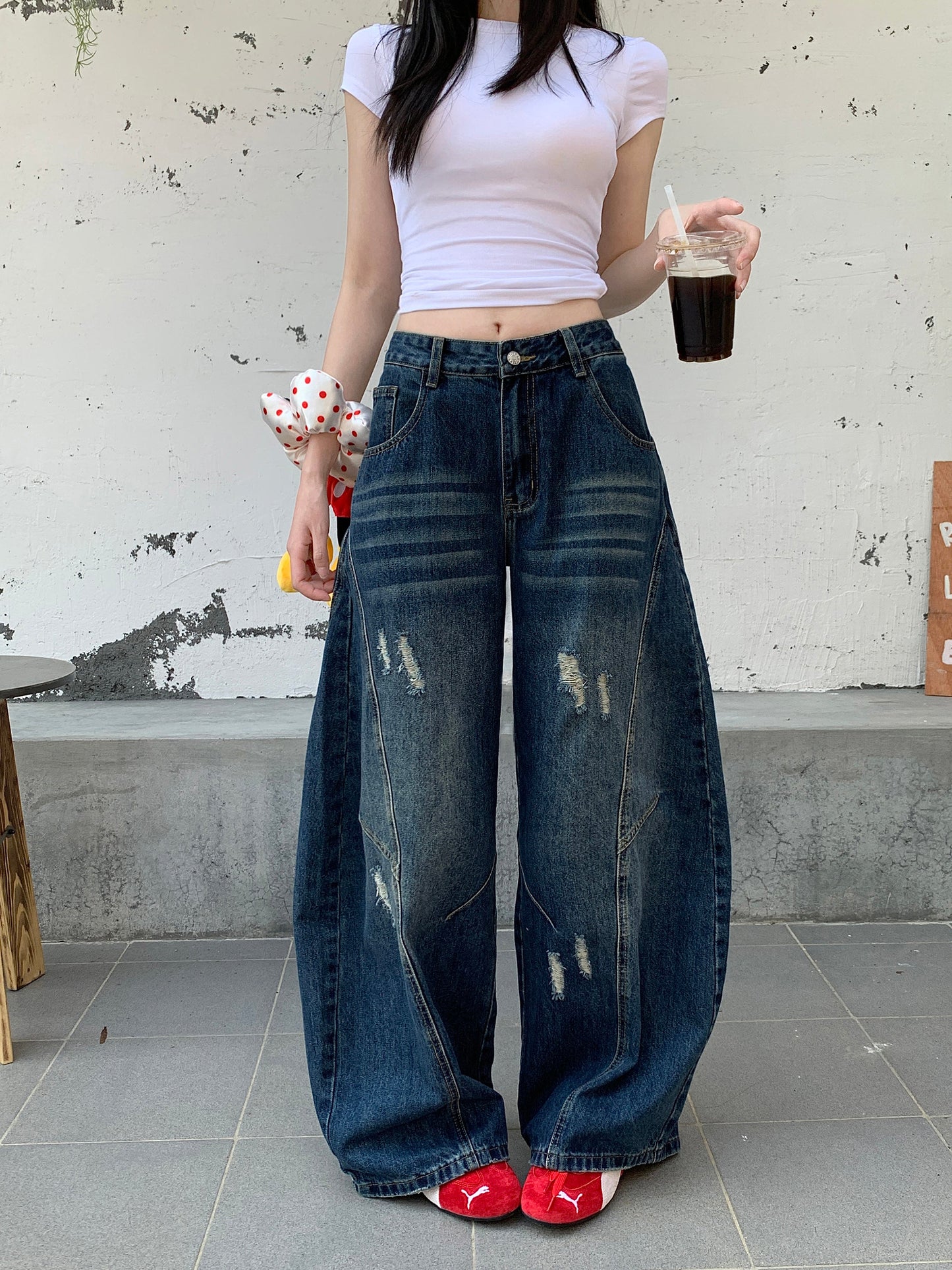 Distressed balloon pants TK0198