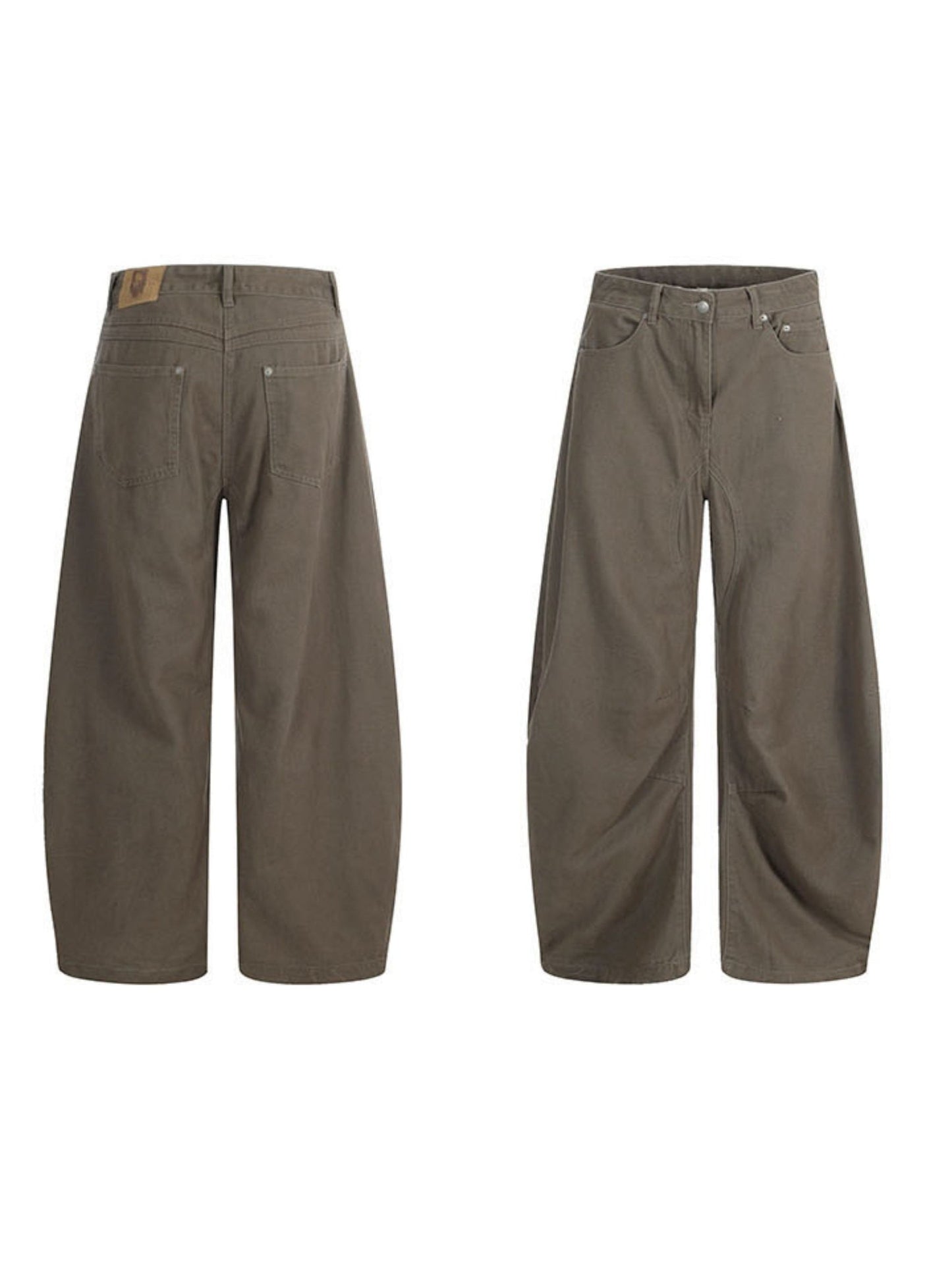 Brown Curved Design Wide Pants TK0214