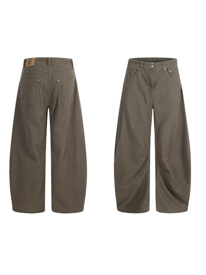 Brown Curved Design Wide Pants TK0214