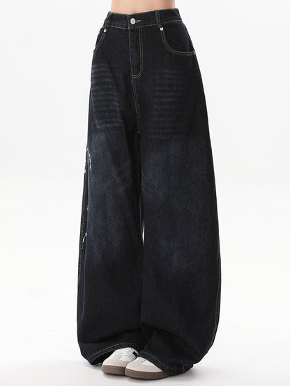 "Immediate Delivery" Rose Embroidered Denim Pants TK0268