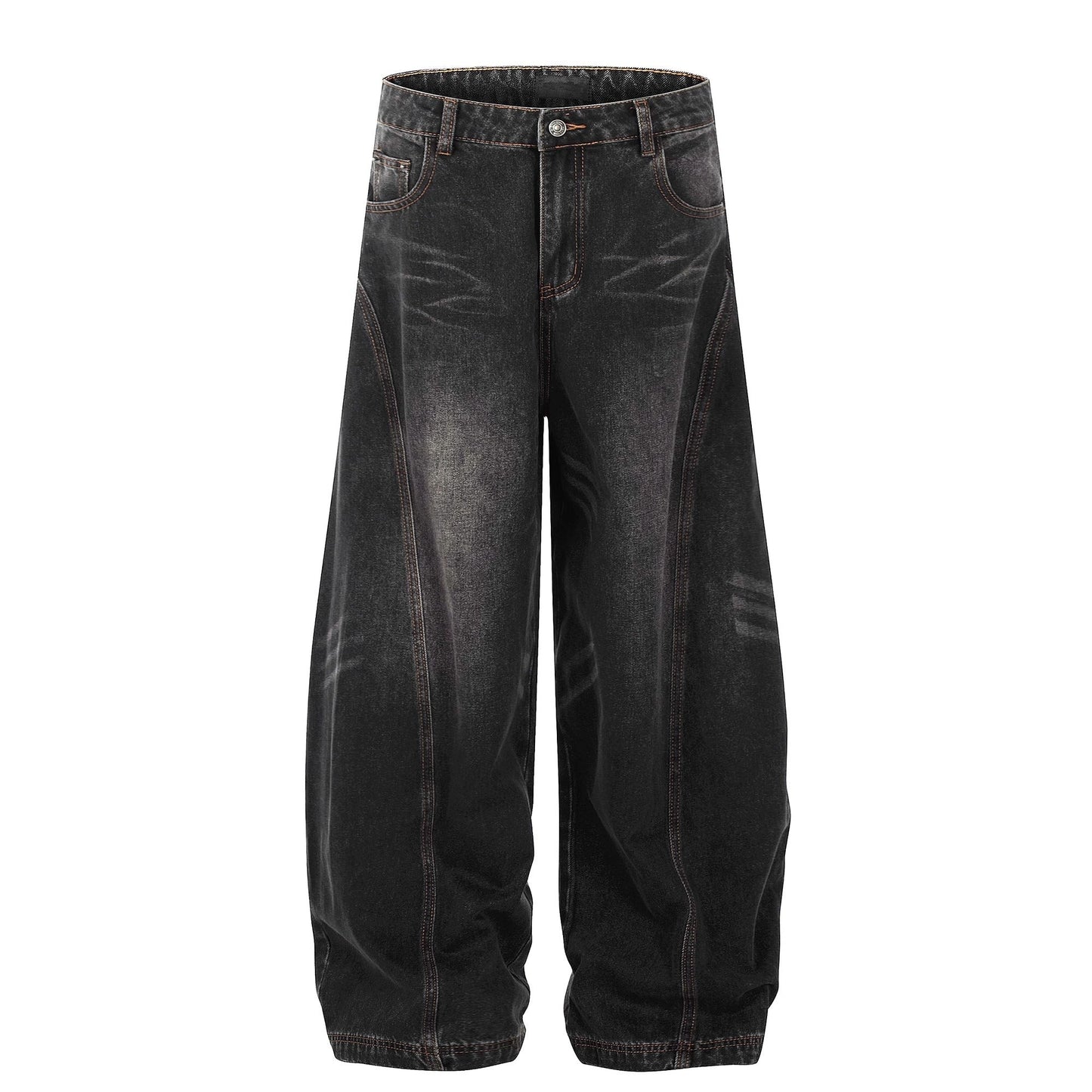 Barrel Leg Curved Denim Pants TK0336
