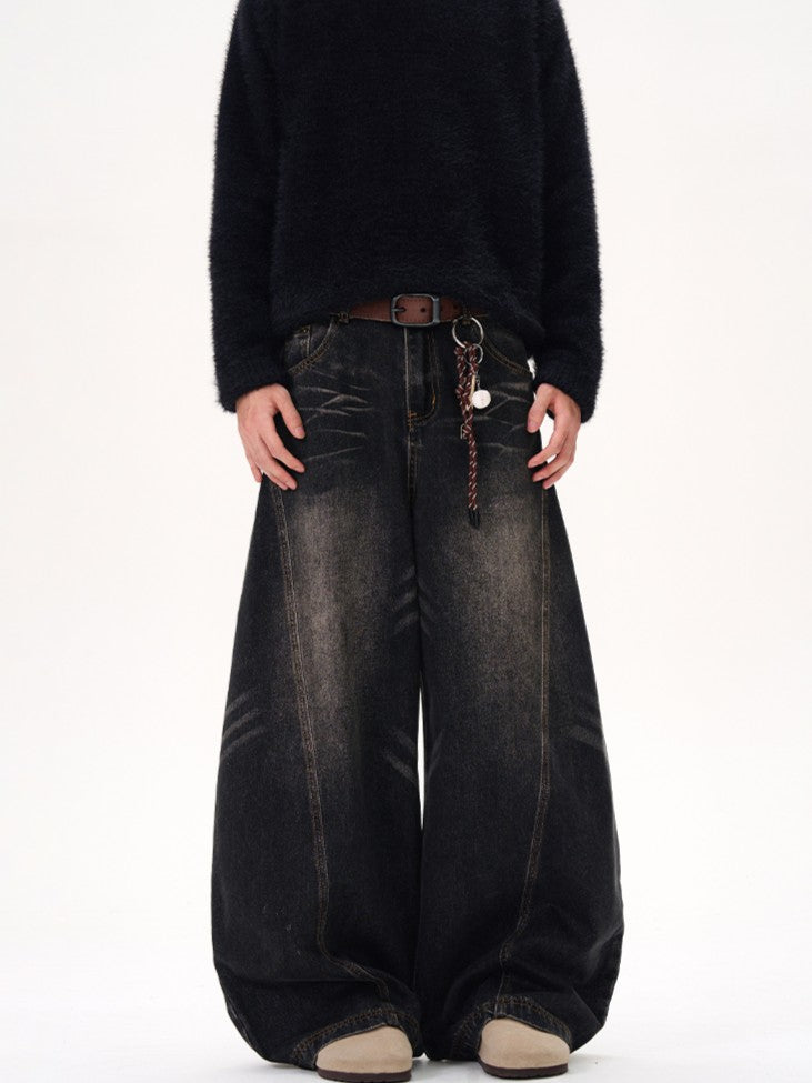 Barrel Leg Curved Denim Pants TK0336