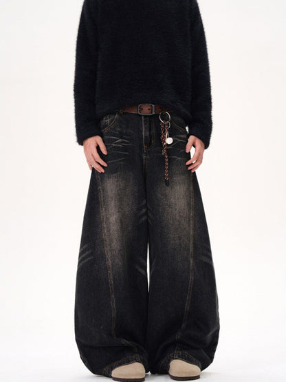 Barrel Leg Curved Denim Pants TK0336