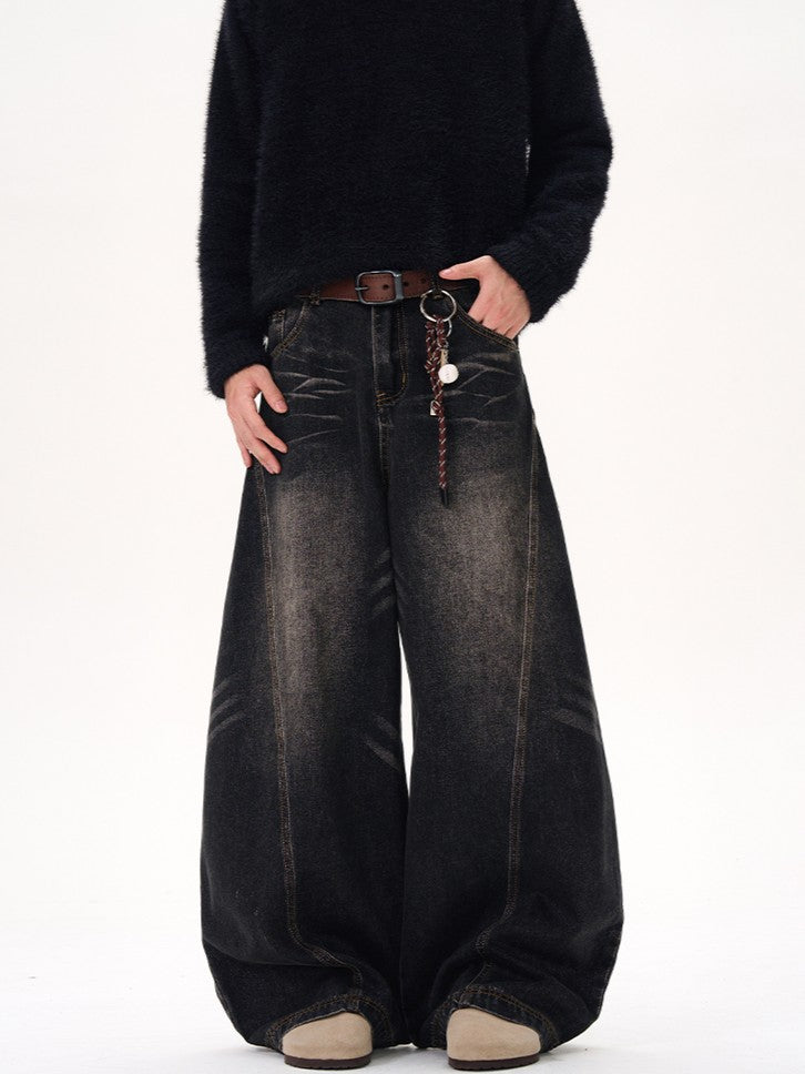 Barrel Leg Curved Denim Pants TK0336
