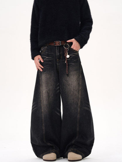 Barrel Leg Curved Denim Pants TK0336