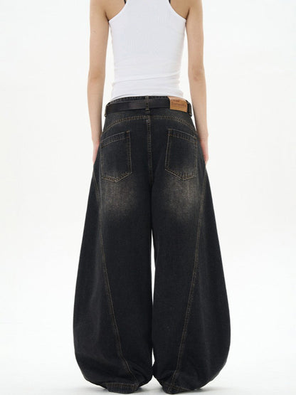 Barrel Leg Curved Denim Pants TK0336