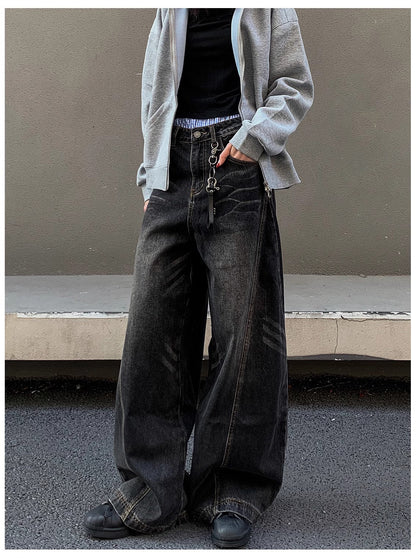 Barrel Leg Curved Denim Pants TK0336