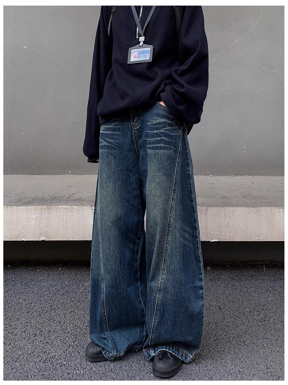 Barrel Leg Curved Denim Pants TK0336