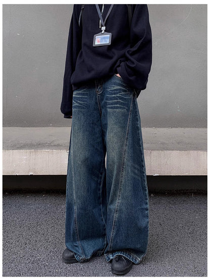 Barrel Leg Curved Denim Pants TK0336