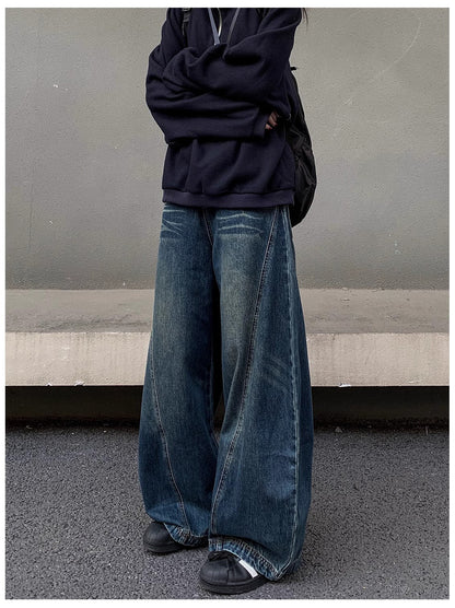 Barrel Leg Curved Denim Pants TK0336