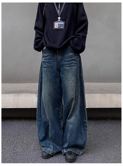 Barrel Leg Curved Denim Pants TK0336