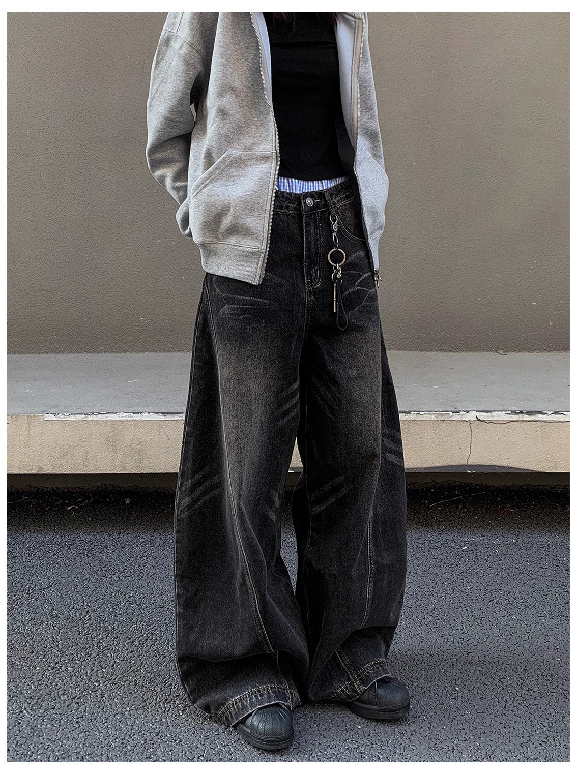 Barrel Leg Curved Denim Pants TK0336