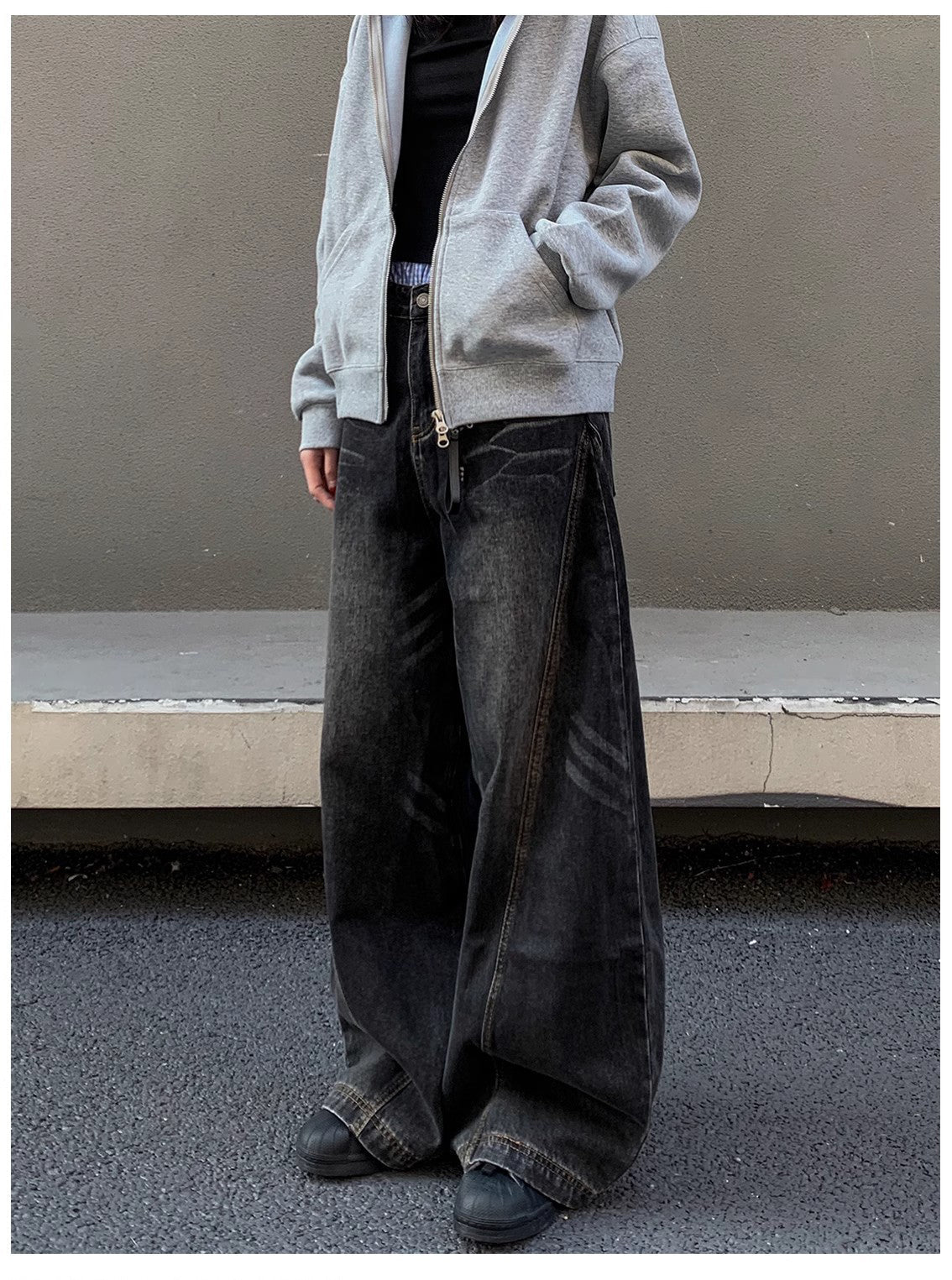 Barrel Leg Curved Denim Pants TK0336