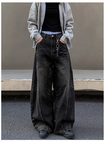 Barrel Leg Curved Denim Pants TK0336