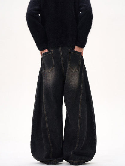 Barrel Leg Curved Denim Pants TK0336