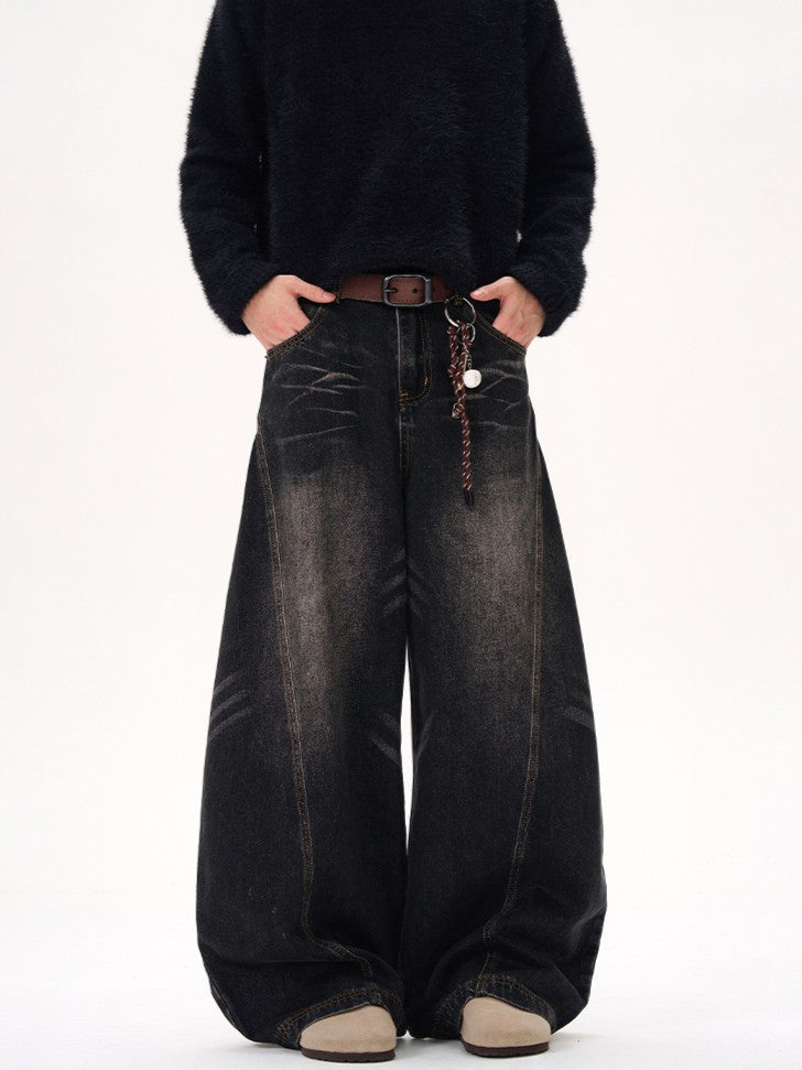 Barrel Leg Curved Denim Pants TK0336