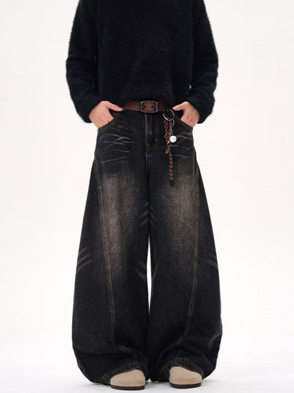 Barrel Leg Curved Denim Pants TK0336
