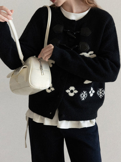Rabbit embroidered toggle button knit cardigan TK0345