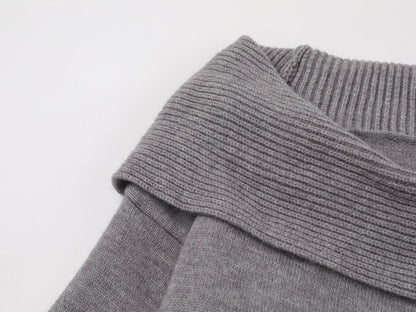 2-Way Hooded Off-Shoulder Knit Top TK0375