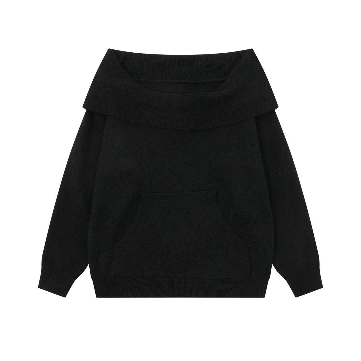 2-Way Hooded Off-Shoulder Knit Top TK0375